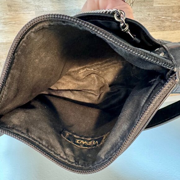 VERSACE (100% Authentic)- Vintage Black Leather Handbag - Picture 15 of 16